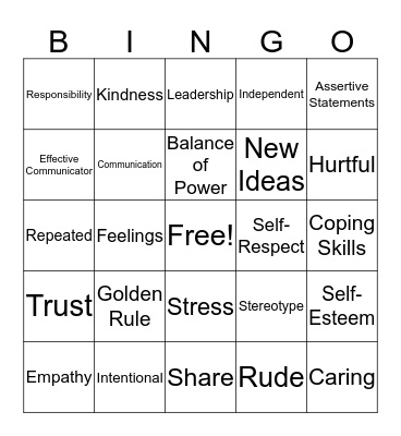 Skills Bingo Card