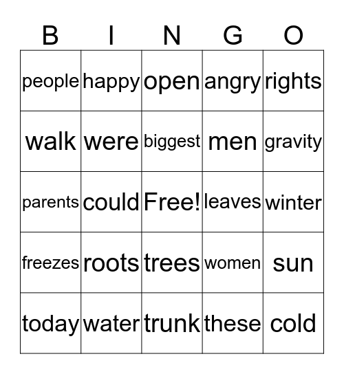 First Grade Fun Bingo Card