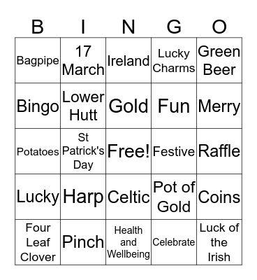 Lucky Lower Hutt Games Bingo Card