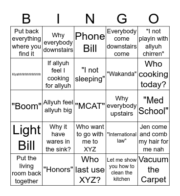 BINGO QUARANTINE Bingo Card