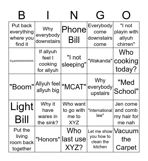 BINGO QUARANTINE Bingo Card