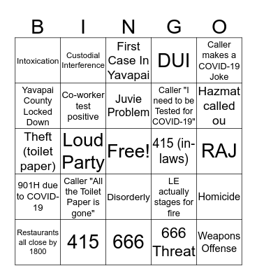 COVID-19 Bingo Card