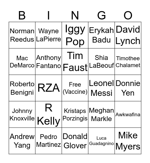 Albie’s Covid-19 Bingo Card