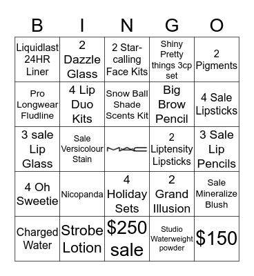 MAC Goodbye Stock 40% off  Bingo Card