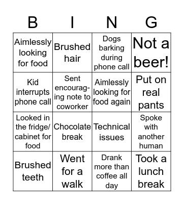 Work-from-home Bingo Card