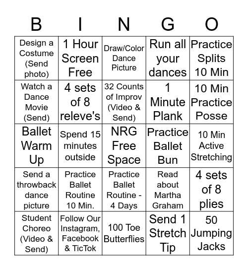 NRG BINGO Card