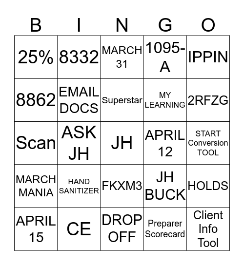 MARCH MANIA Bingo Card