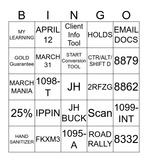 MARCH MANIA Bingo Card