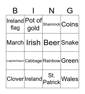 St. Patrick´s day Bingo Card