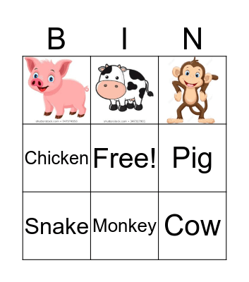 Animal BINGO Card