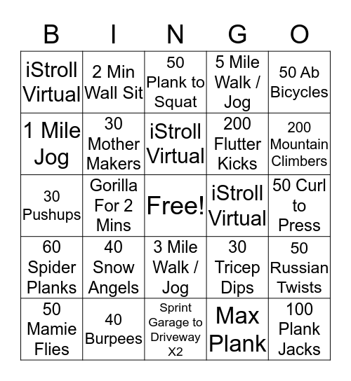 iStroll WR Corona Bingo! Bingo Card
