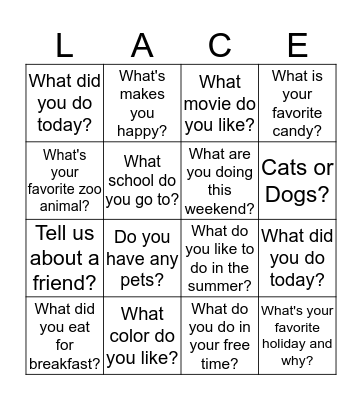 Conversation Bingo Card