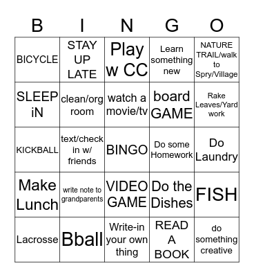 COVID-19 Bingo Card