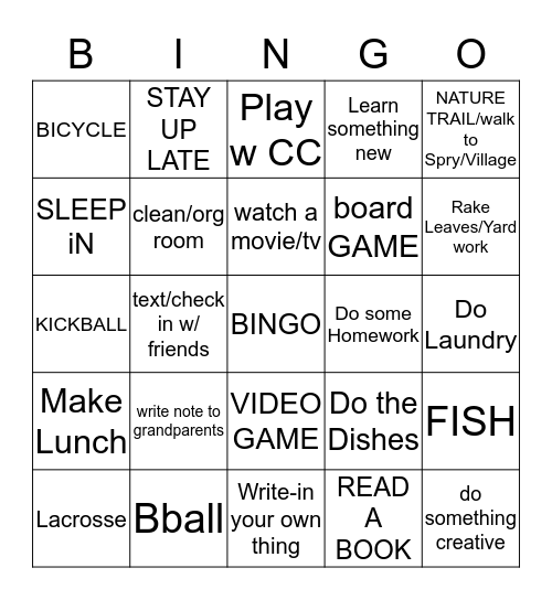 COVID-19 Bingo Card