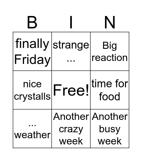 Untitled Bingo Card
