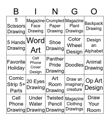 Sketchbook Bingo Card