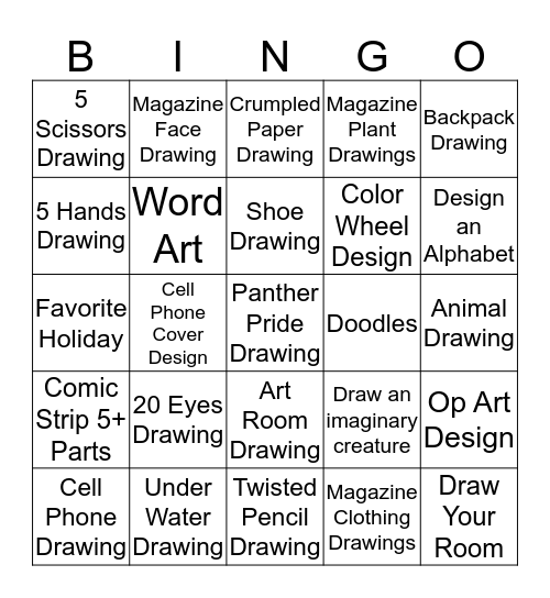 Sketchbook Bingo Card
