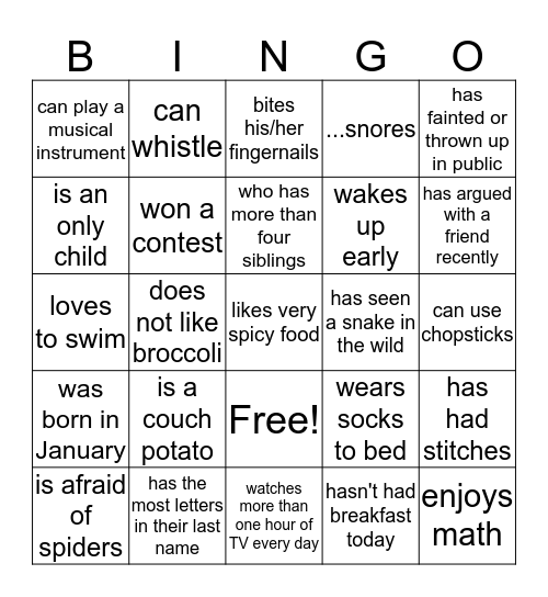 FIND SOMEONE WHO Bingo Card