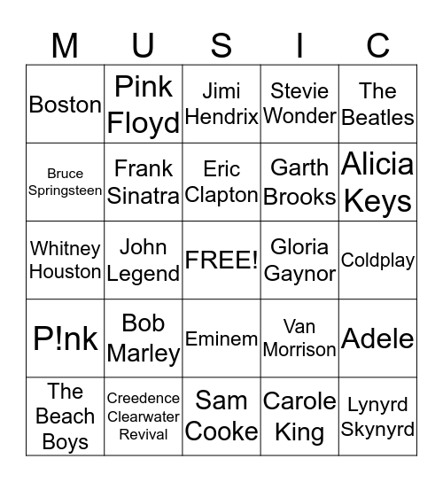 Music Therapy Bingo Card