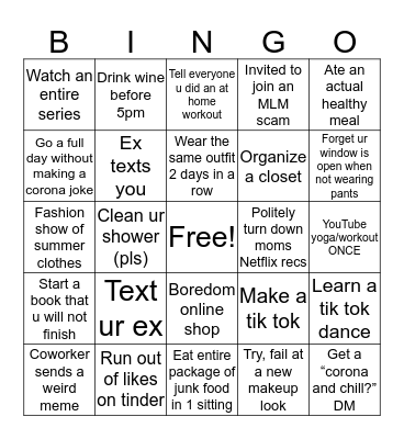 Corona time ladies Bingo Card