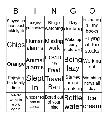 Quarantine Bingo Card