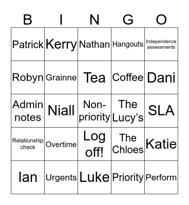 Relationship Check Bingo Card