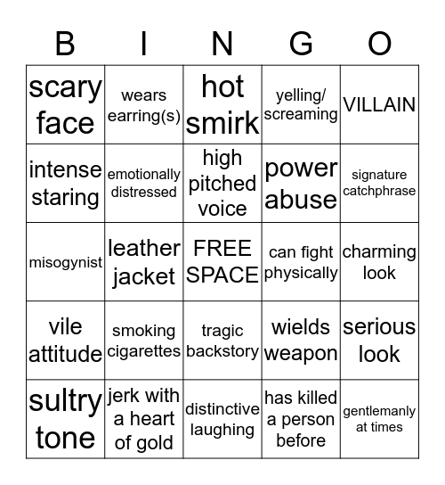 sho jinnai's role bingo Card