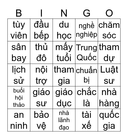 Uong Nuoc Nho Nguon  Bingo Card