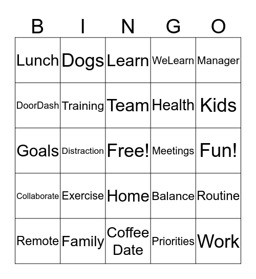 Getting the Most Out of Remote Work Bingo Card