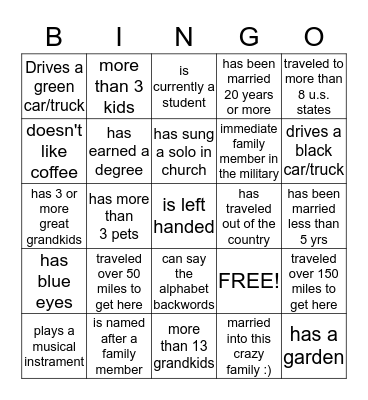 Find someone who.... Bingo Card