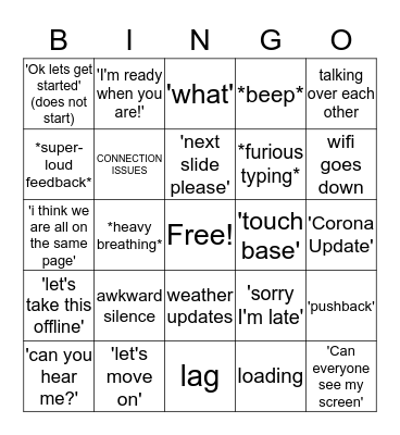 confrence call BINGO Card