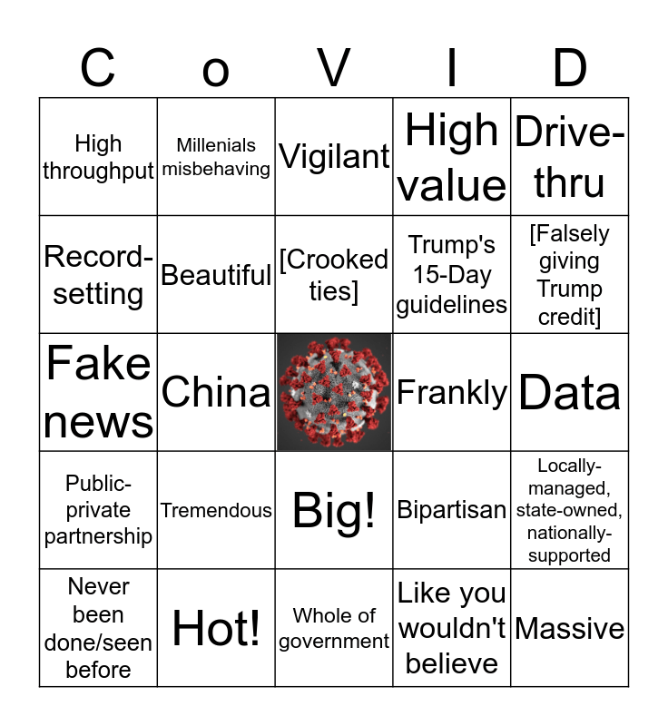 White House Coronavirus Task Force Bingo Card