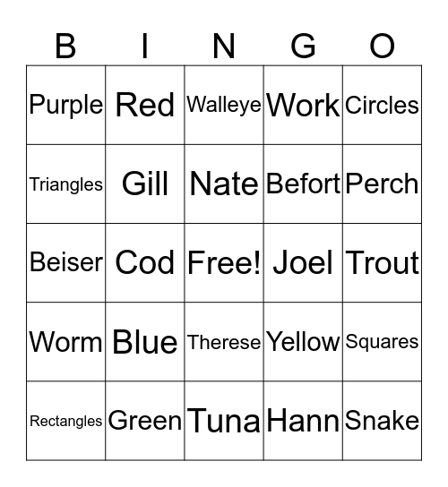 Pretend Bingo Card