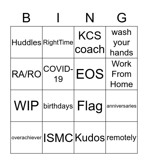 March Team Meeting Bingo Card