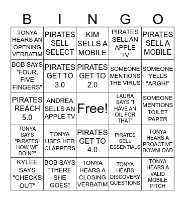 PURPLE PIRATES BINGO Card