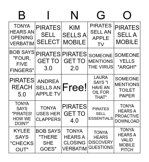 PURPLE PIRATES BINGO Card