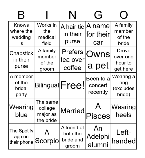 Guest Bingo!  Someone who is/has... Bingo Card