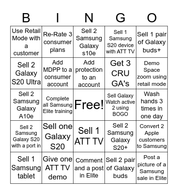 SAMSUNG BINGO  Bingo Card