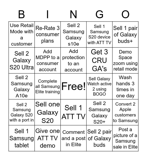 SAMSUNG BINGO  Bingo Card