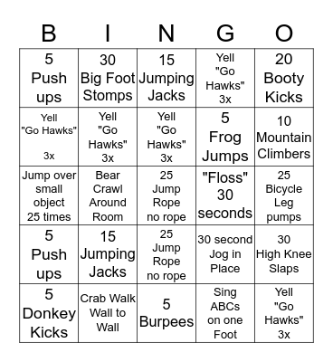 Bingo Race! Bingo Card