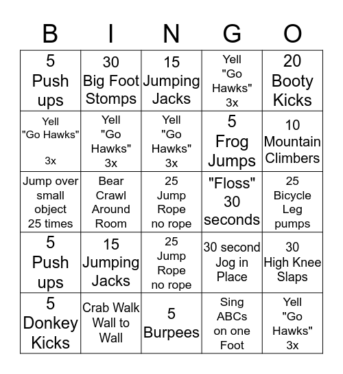 Bingo Race! Bingo Card