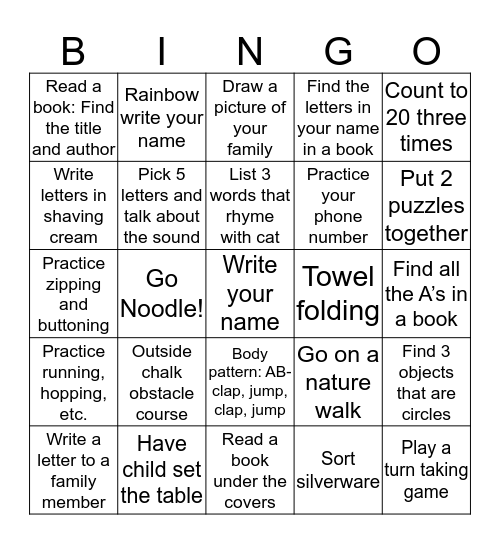 Learning Bingo Card