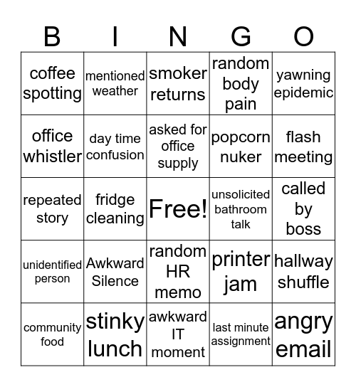 bingo in the office