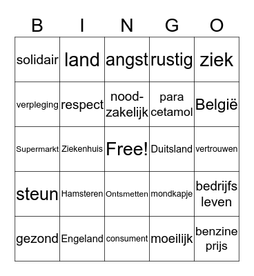 Journaal Bingo Card