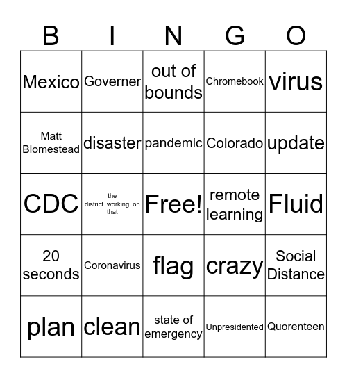 LNE ... and good luck Bingo Card