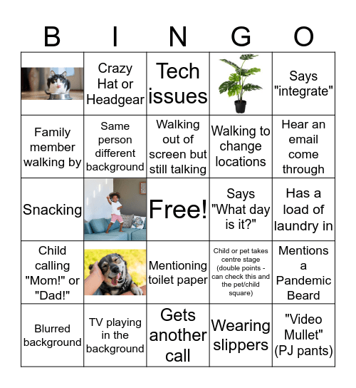 Working From Home Bingo  Bingo Card