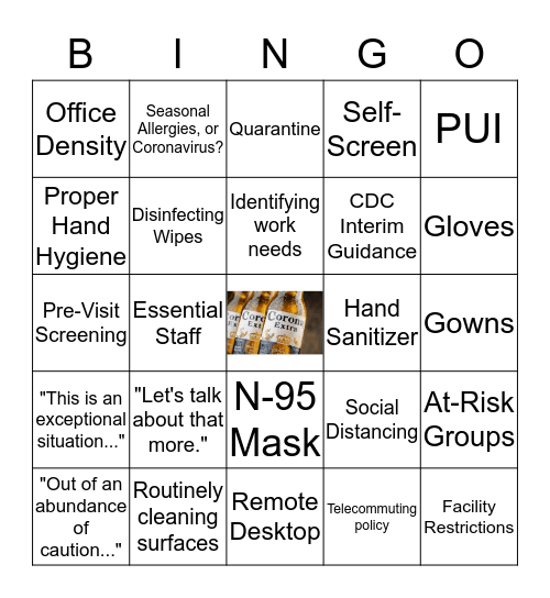 COVID-19 Bingo Card