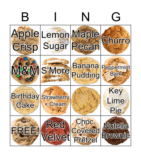 Cookie Society Bingo Card