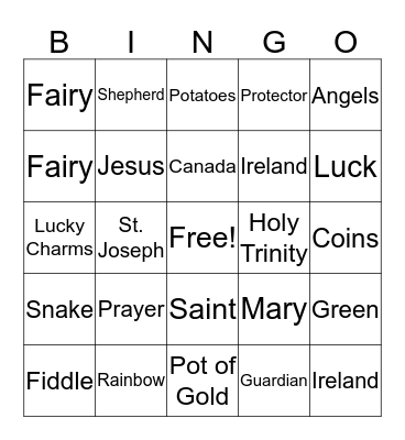 St. Patricks Day Bingo! Bingo Card