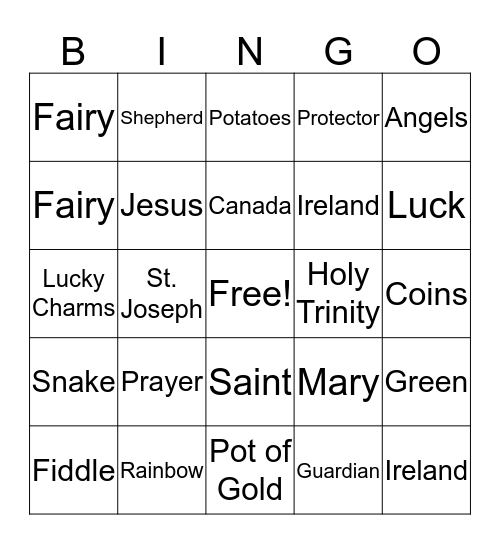 St. Patricks Day Bingo! Bingo Card